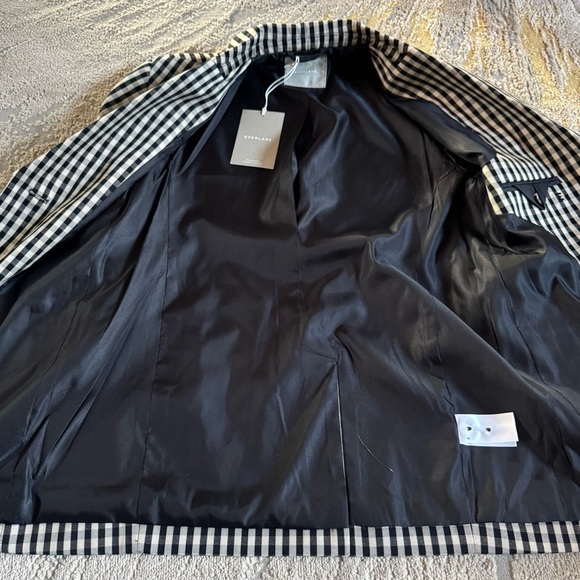 Everlane Blazer 80's Oversized gingham checker black tan tencel cotton 00 new - Picture 2 of 14